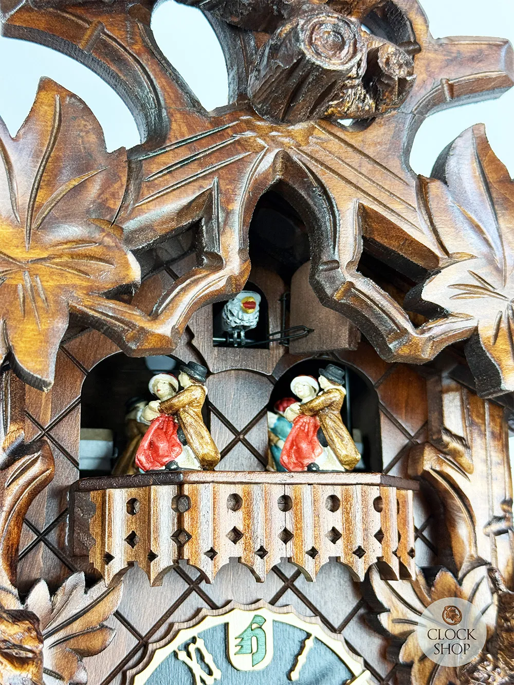 Birds & Squirrel 1 Day Mechanical Carved Cuckoo Clock With Dancers 45cm By HÖNES image