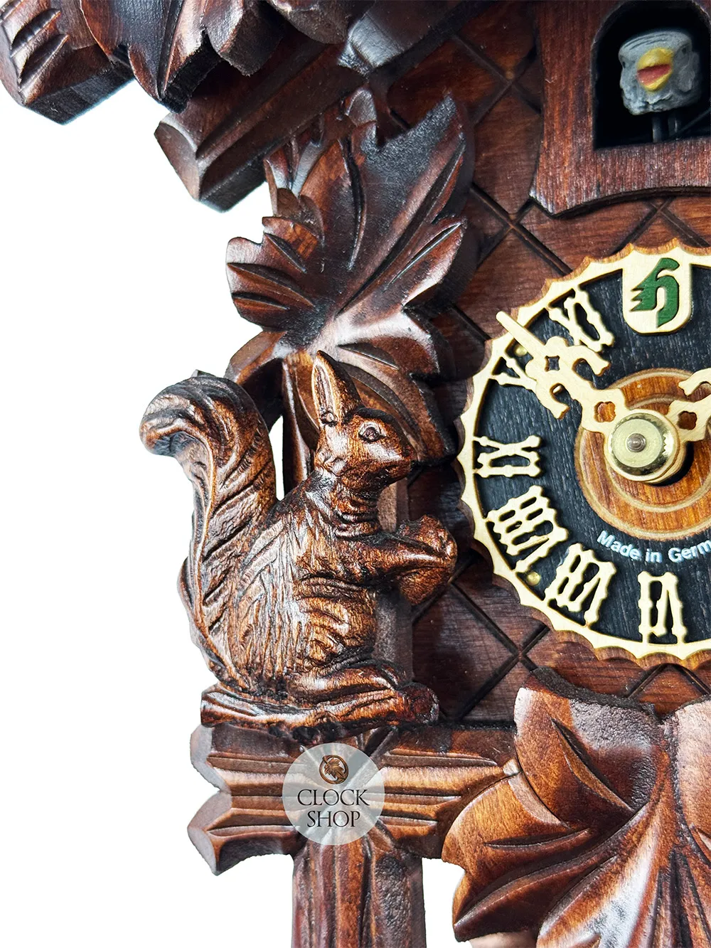 Bird & Squirrels 1 Day Mechanical Carved Cuckoo Clock 25cm By HÖNES image