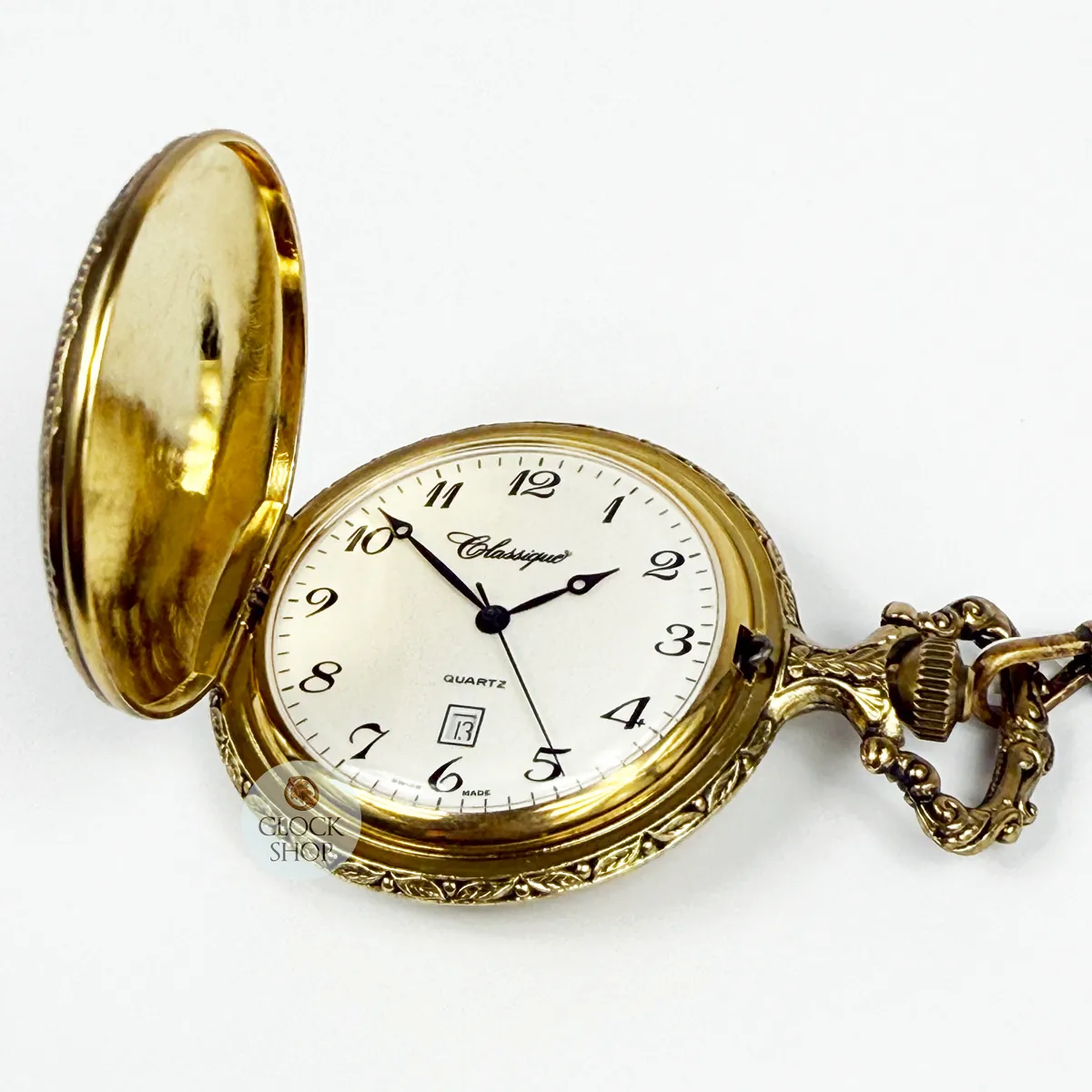 48mm Gold Unisex Pocket Watch With Equestrian Riders By CLASSIQUE (Arabic) image