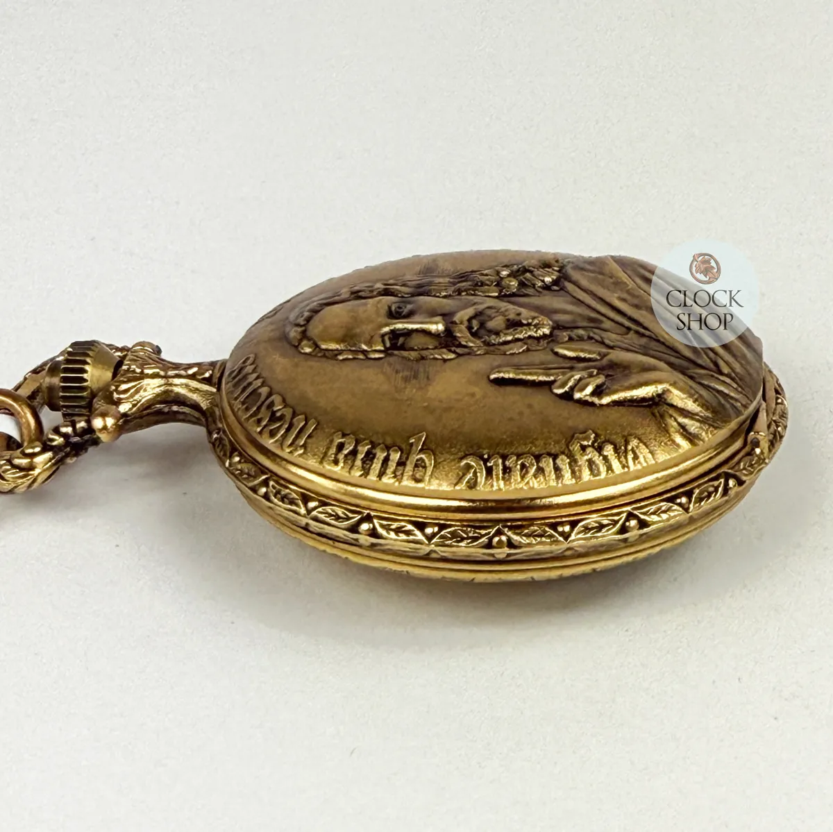 48mm Gold Unisex Pocket Watch With Saint Christopher By CLASSIQUE (Roman) image