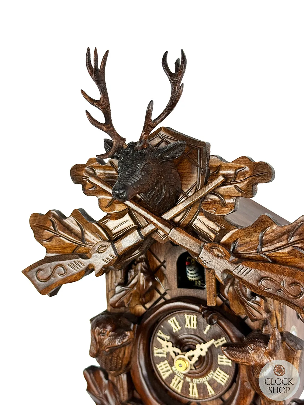 Hunting Dogs 1 Day Mechanical Carved Cuckoo Clock 31cm By SCHWER image