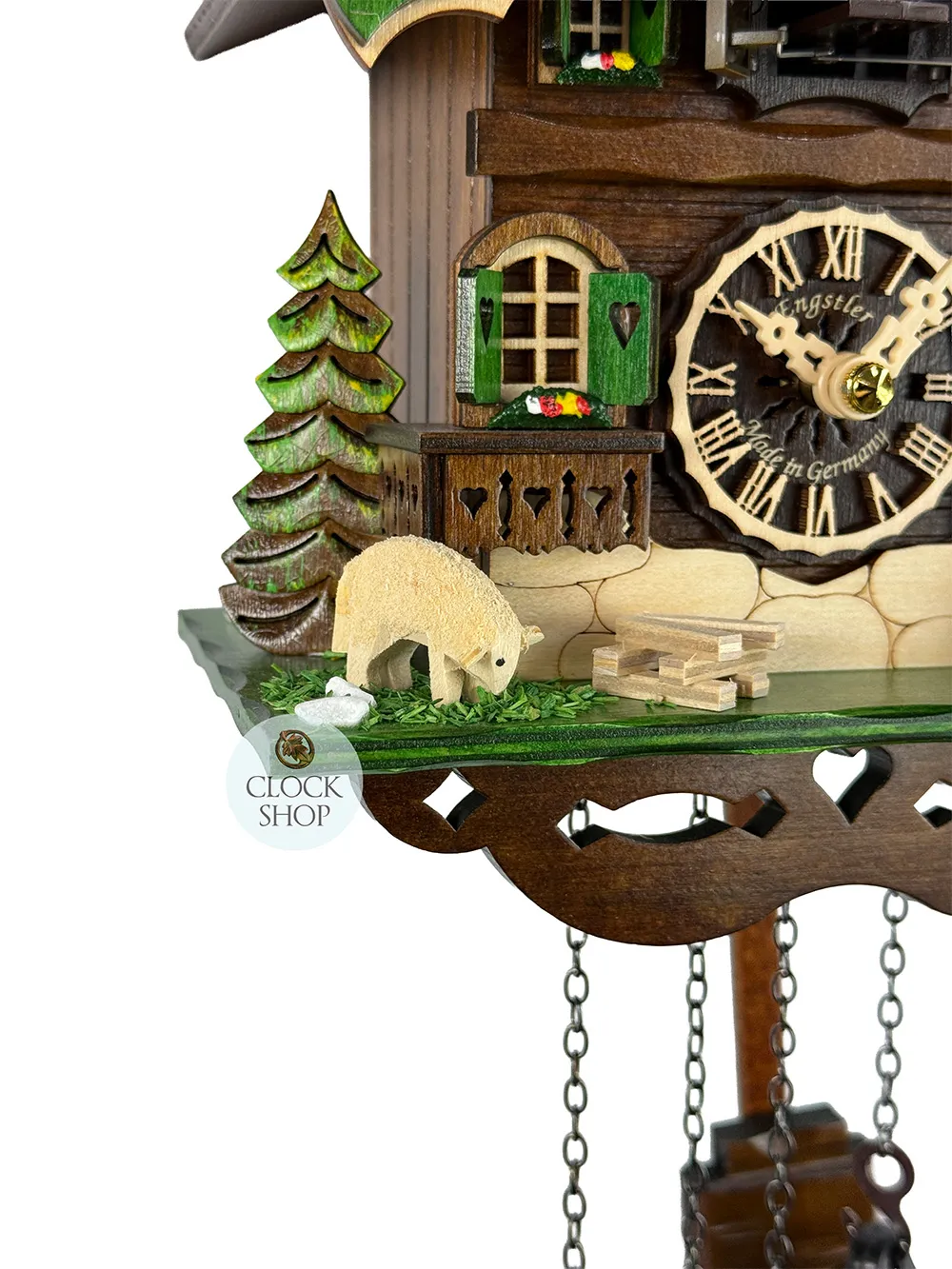Sheep Battery Chalet Cuckoo Clock With Green Roof 18.5cm By ENGSTLER image