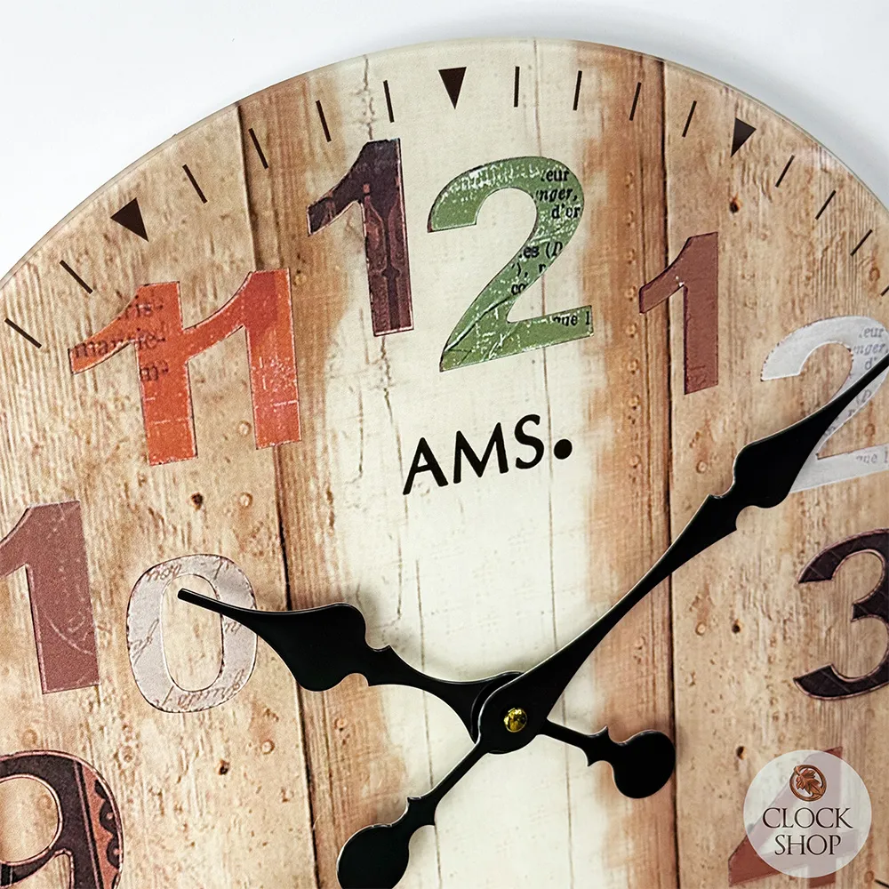 40cm Brown & Multi Coloured Round Wall Clock By AMS image