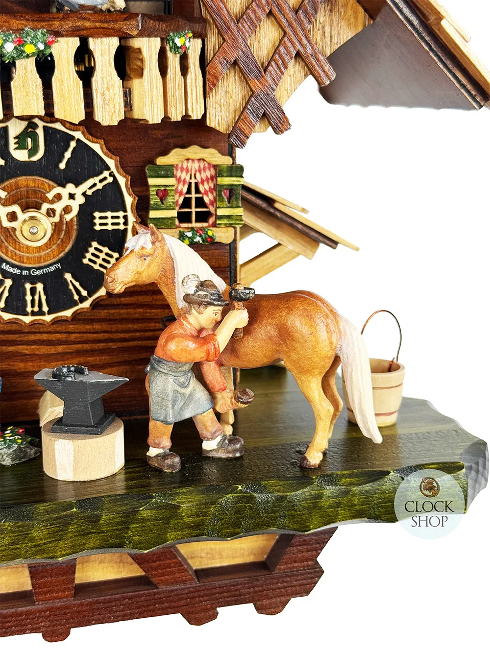 Farrier & Water Wheel 1 Day Mechanical Chalet Cuckoo Clock With Dancers 40cm By HÖNES image