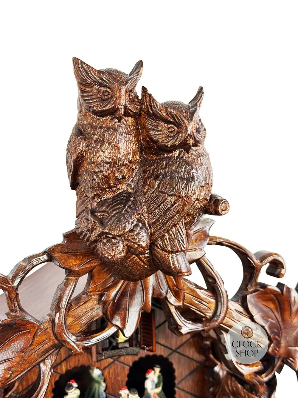 Owls Battery Carved Cuckoo Clock With Dancers 52cm By TRENKLE image