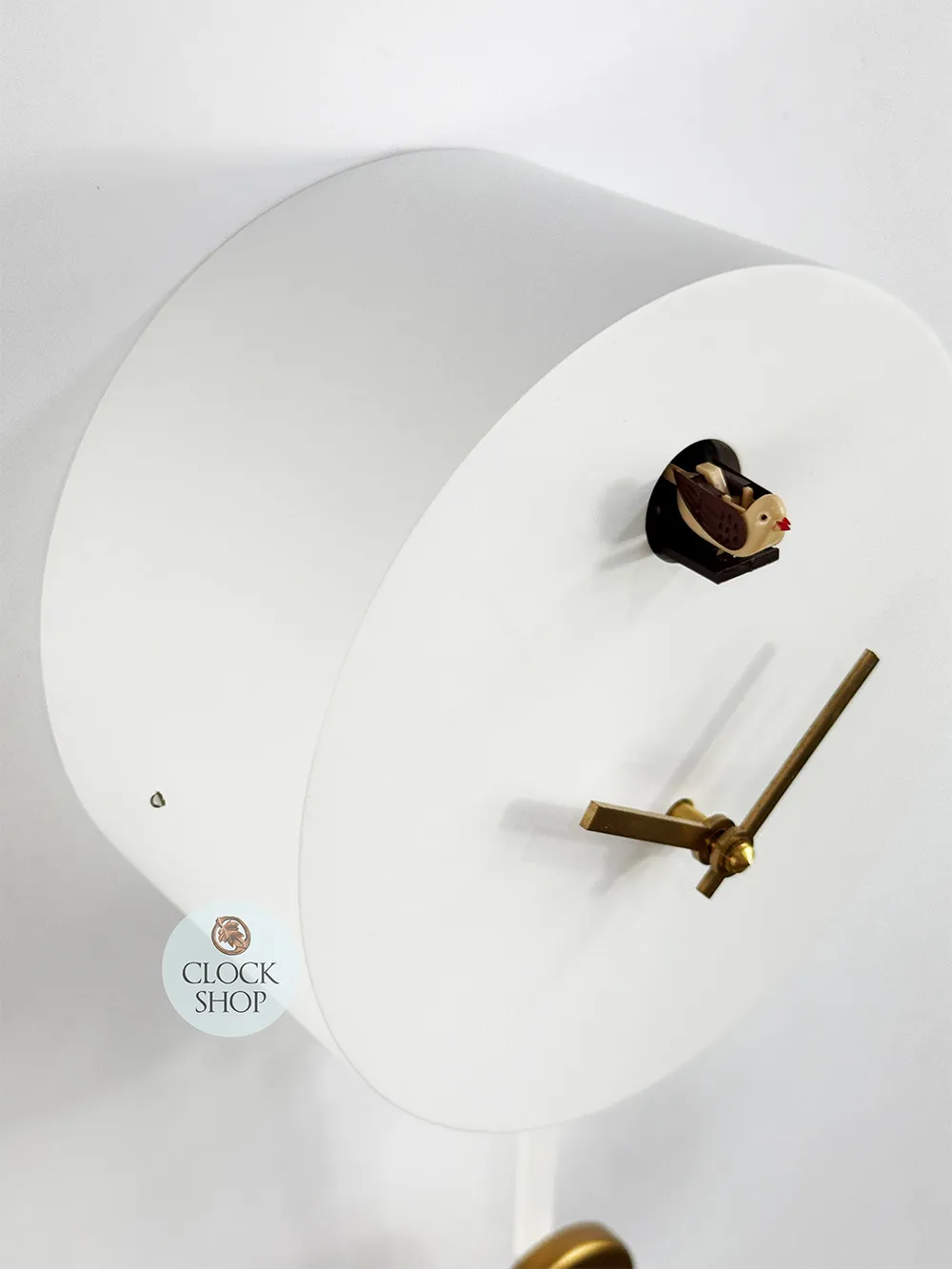 White Round Modern Battery Cuckoo Clock 19cm By ENGSTLER (Hairline Crack) image