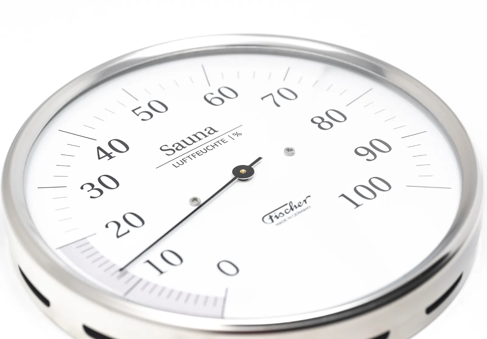 16cm Chrome Sauna Series Hair Hygrometer By FISCHER image