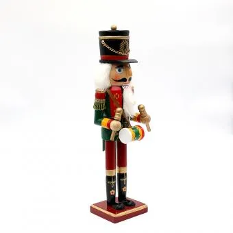 25cm Red & Green Drummer Nutcracker image