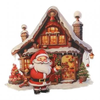7cm 3D Christmas House Fridge Magnet- Assorted Designs image