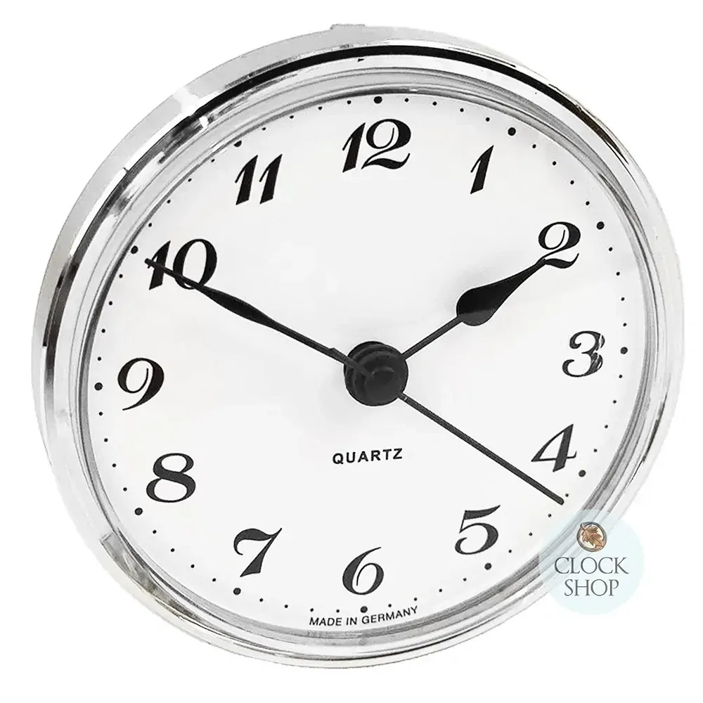 7.2cm Silver Clock Insert With White Dial & Arabic Numerals image