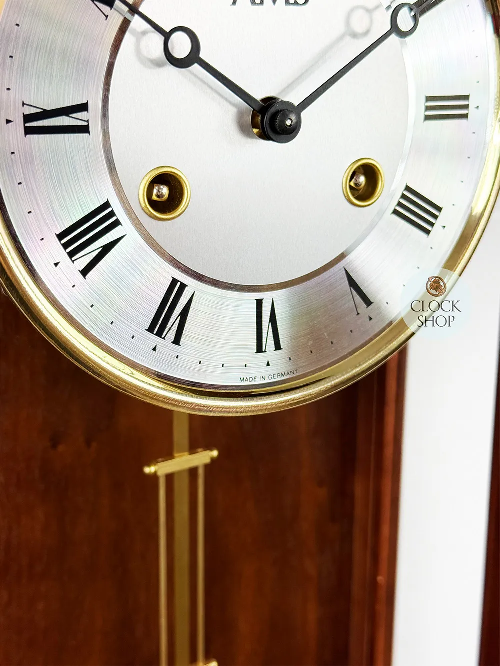 65cm Walnut 14 Day Mechanical Bim Bam Striking Wall Clock With Piano Finish & Draw By AMS image