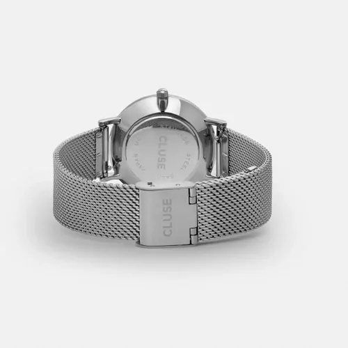 33mm Minuit Womens Quartz Watch With White Dial & Silver Stainless Steel Mesh Band By CLUSE image