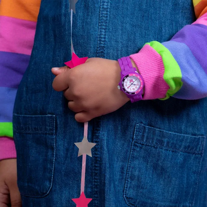 Time Teacher Dark Purple Youth Quartz Watch With Butterfly Dial & Silicone Strap By TIKKERS image
