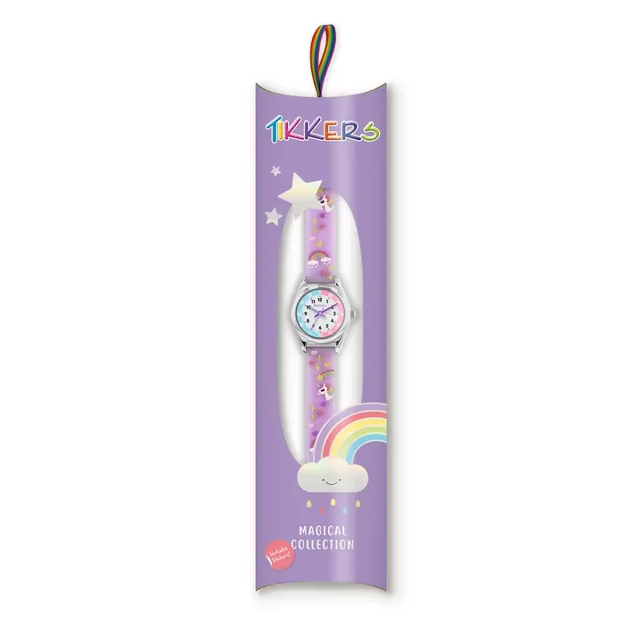Time Teacher Purple Youth Quartz Watch With 3D Unicorn Silicone Strap By TIKKERS image