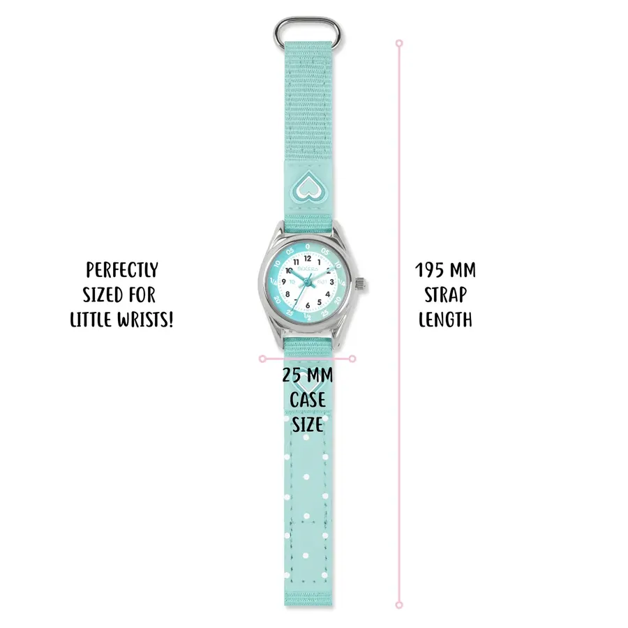 Time Teacher 3D Green Heart Kids Watch Gift Set With Hair Clips By TIKKERS image