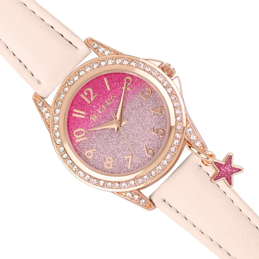 Pink Glitter Kids Watch Gift Set With Necklace & Purse By TIKKERS image