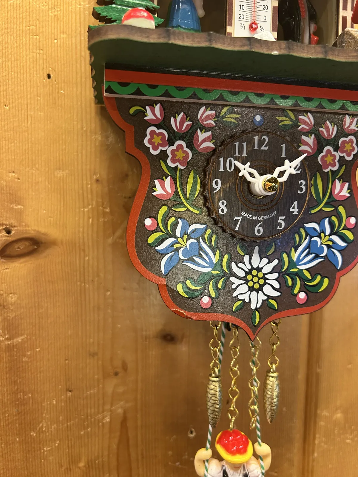 Swiss Weather House Battery Chalet Kuckulino With Swinging Doll 20cm By TRENKLE (Repaired Corner) image