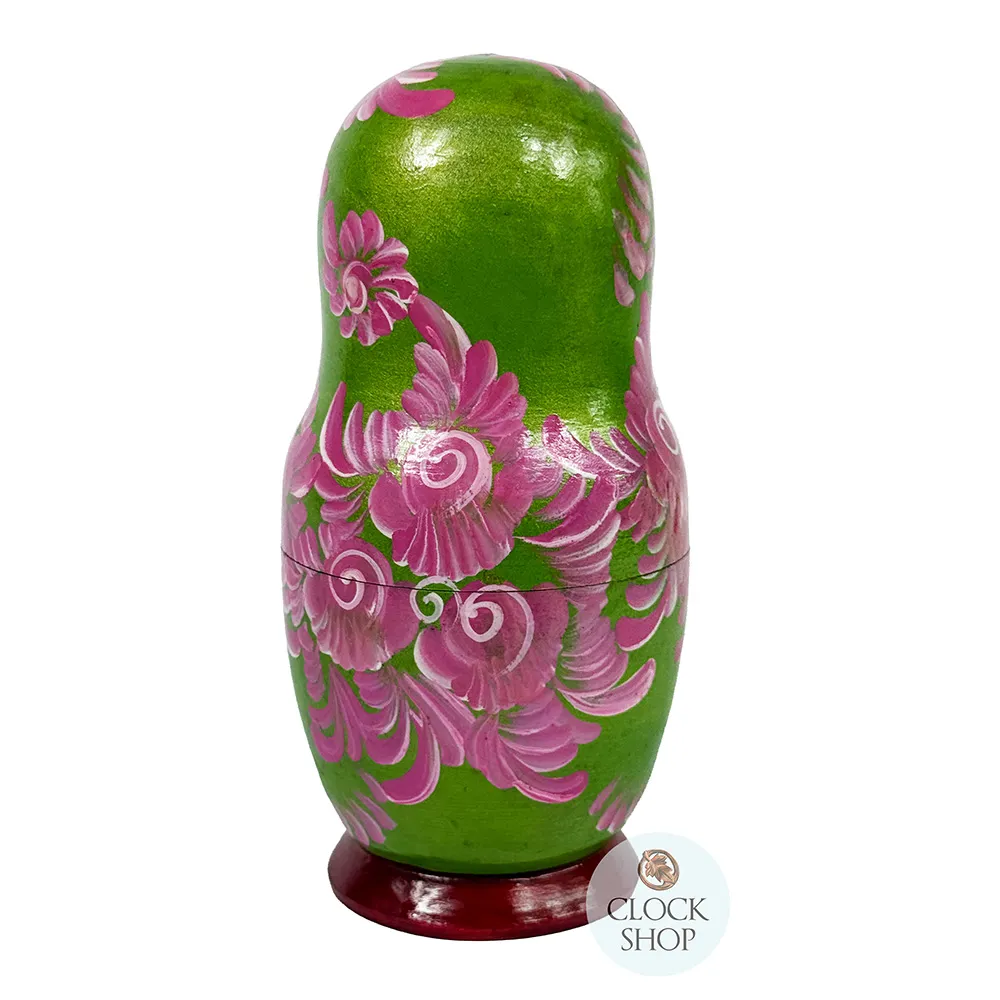 Floral Russian Dolls- Pink & Green 17cm (Set Of 5) image