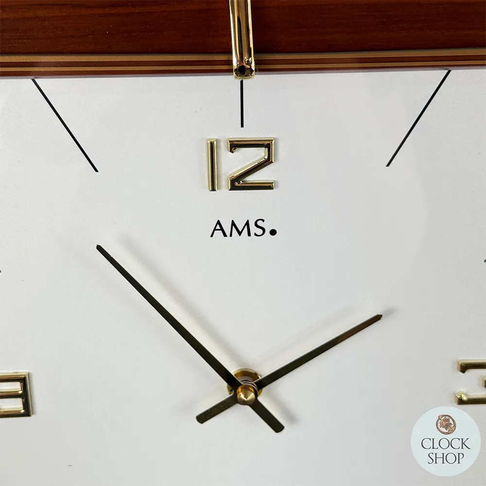 29cm Walnut Square Wall Clock By AMS image