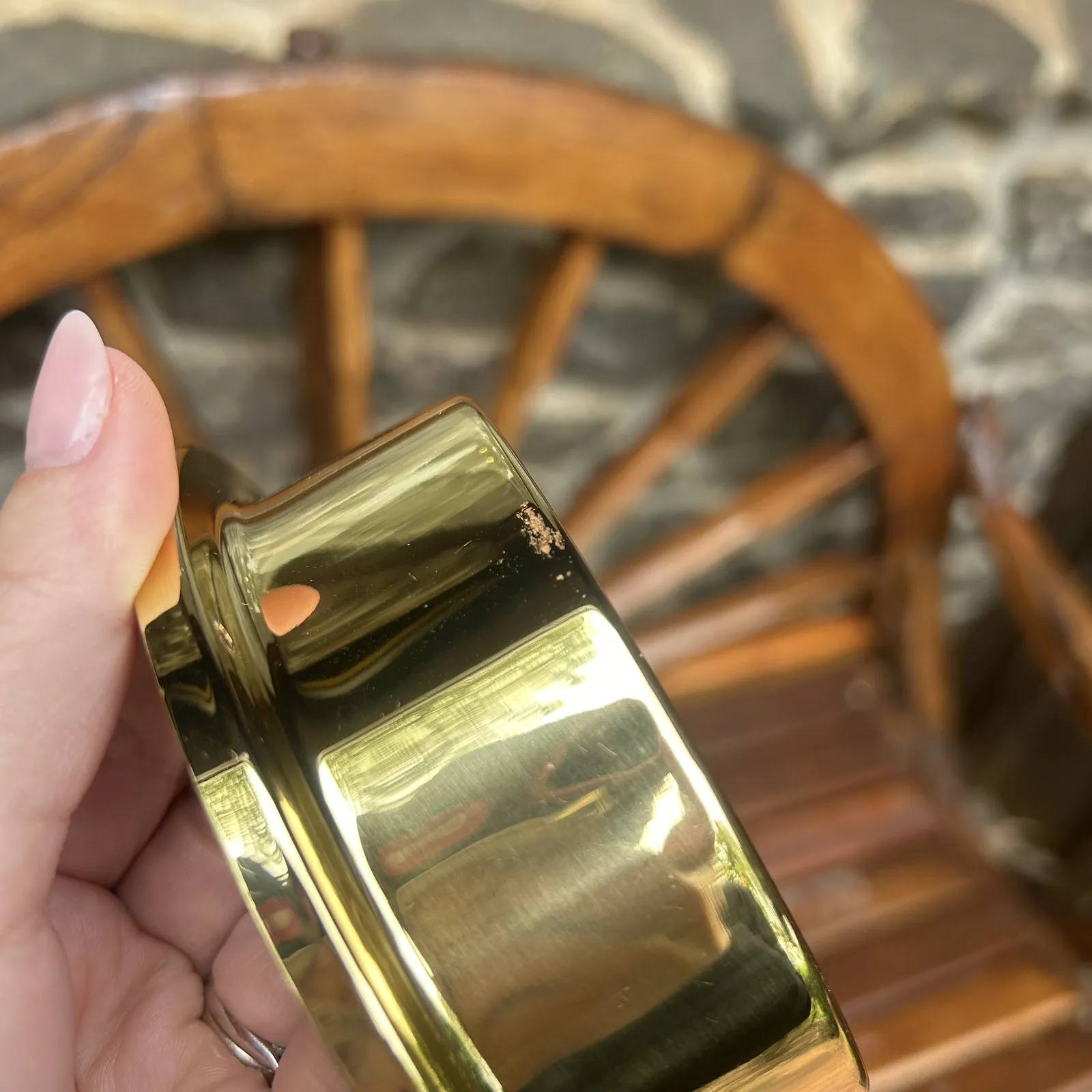 12.5cm Polished Brass Nautical Quartz Clock By FISCHER (Scratched Bezel) image