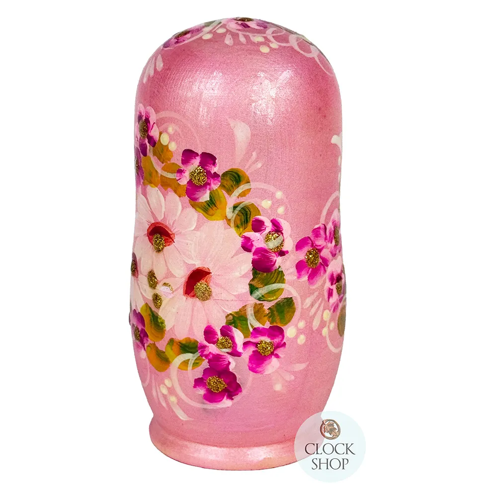 Floral Russian Dolls- Pink With Ladybug 10.5cm (Set Of 5) image