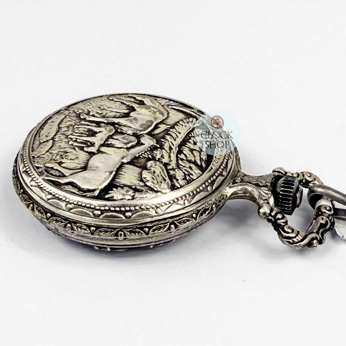 48mm Rhodium Unisex Pocket Watch With Two Horses By CLASSIQUE (Arabic) image