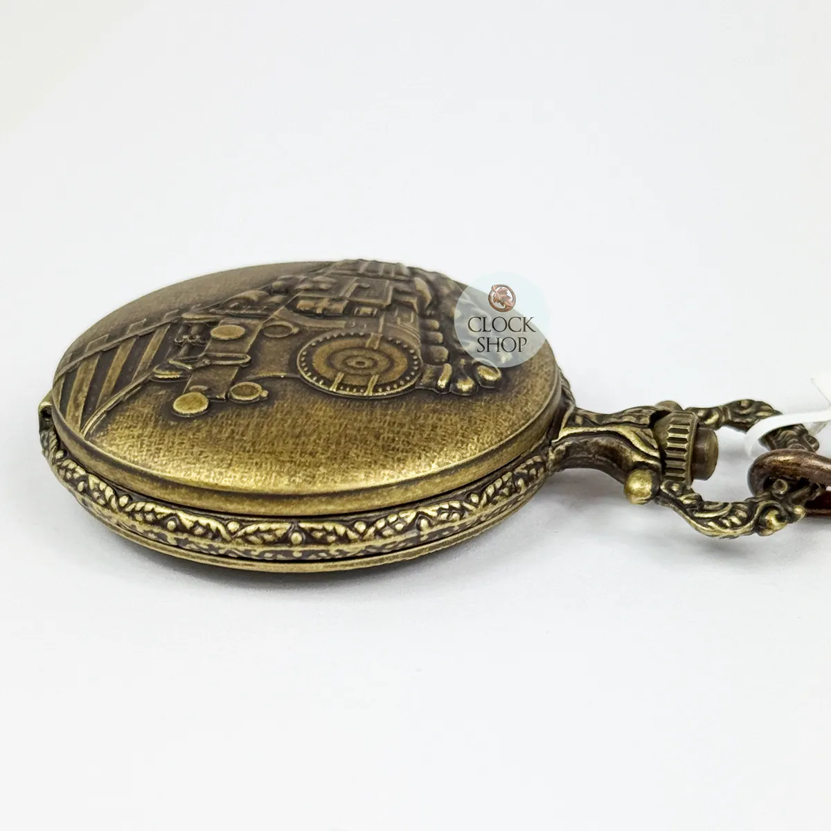 48mm Gold Plated Pocket Watch With Steam Train By CLASSIQUE (Roman) image