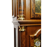 220cm Walnut Grandfather Clock With Triple Chime Tubular Bell Movement & Wood Inlay By HERMLE image