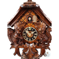 Squirrels 8 Day Mechanical Chalet Cuckoo Clock 28cm By HÖNES image
