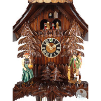 Clock Peddler & Lady 8 Day Mechanical Chalet Cuckoo Clock With Dancers 50cm By HÖNES image