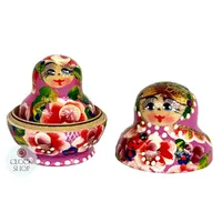 Floral Russian Dolls- Pink with Ladybug Mini 5.5cm (Set Of 5) image