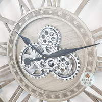 80cm Levi Silver Moving Gear Wall Clock By COUNTRYFIELD image