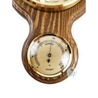 55cm Rustic Oak Traditional Weather Station With Barometer Thermometer & Hygrometer By FISCHER image
