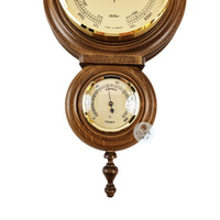 59cm Rustic Oak Old German Style Weather Station With Barometer Thermometer & Hygrometer By FISCHER image