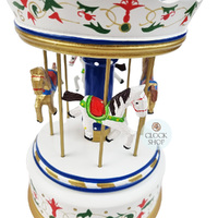 White Carousel Music Box With Horses (Love Story) image