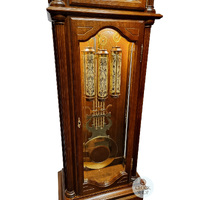207cm Dark Oak Grandfather Clock With Triple Chime & Hand Painted Dial By SCHNEIDER image