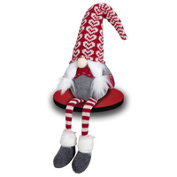  24cm Red & Grey Gnome Shelf Sitter with Stripy Legs- Assorted Designs image