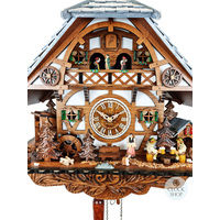 Beer Drinkers & Water Wheel Battery Chalet Cuckoo Clock 43cm By ENGSTLER image