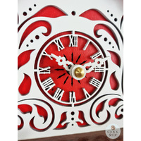 White and Red Christmas Tree Battery Chalet Cuckoo Clock 26cm By ENGSTLER image