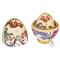 Woodburn Egg Russian Dolls- Snowman 12cm (Set Of 3) image