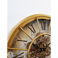 45cm Alford Gold Moving Gear Wall Clock By COUNTRYFIELD image