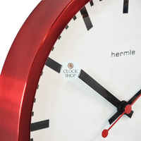 30cm Brushed Stainless Red Modern Wall Clock By HERMLE image