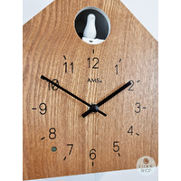 Walnut & White Modern Battery Cuckoo Clock 22cm By AMS image