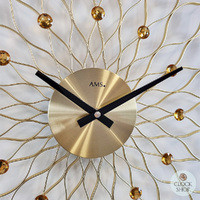 50cm Gold Flower Wall Clock With Jewels By AMS image