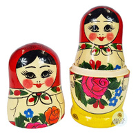 Semenov Russian Dolls- Red Scarf & Yellow Dress 17cm (Set Of 7) image