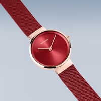 Classic Collection Red Womens Watch With Milanese Strap By BERING image
