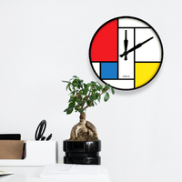 45cm Bauhaus Collection Mondrian Composition Silent Wall Clock By CLOUDNOLA image
