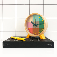 15cm Riso Collection Green & Pink Silent Analogue Alarm Clock By CLOUDNOLA image