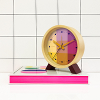 15cm Riso Collection Magenta & Yellow Silent Analogue Alarm Clock By CLOUDNOLA image