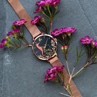 Rose Gold Seahorse Navy Blue Dial Mesh Band By SARA MILLER image